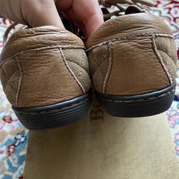 Born SOTO Brown Leather Suede Casual Quilted Lace up Sneakers Shoes - Picture 5 of 14